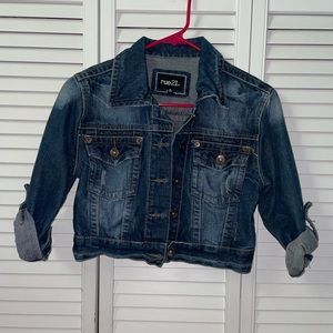 Cropped Sleeve Jean Jacket